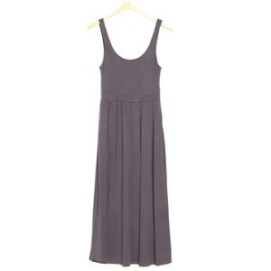 Stitchdrop Pirouvette Tank Maxi Dress Gray Pockets Pleated Minimalist Basic Med